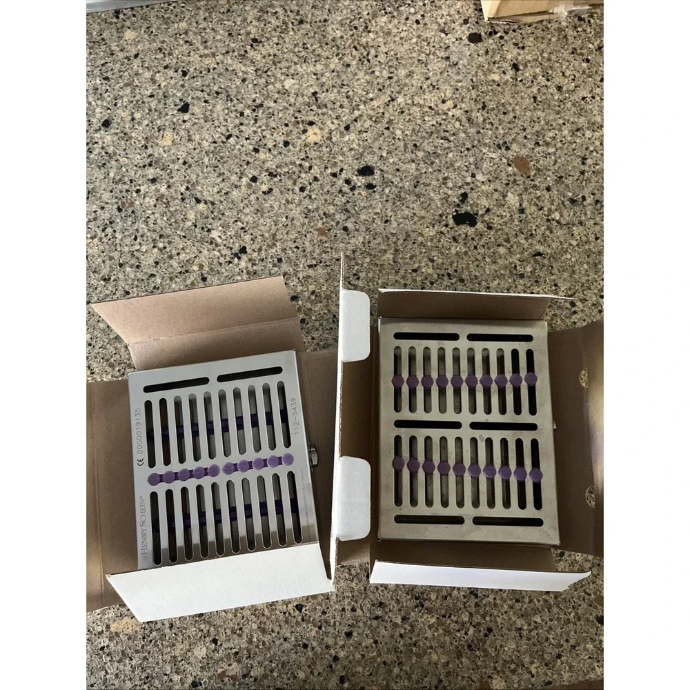 2 Henry Schien Sterilization Cassettes 10 Instruments autoclave 1 New 1 Used 1x